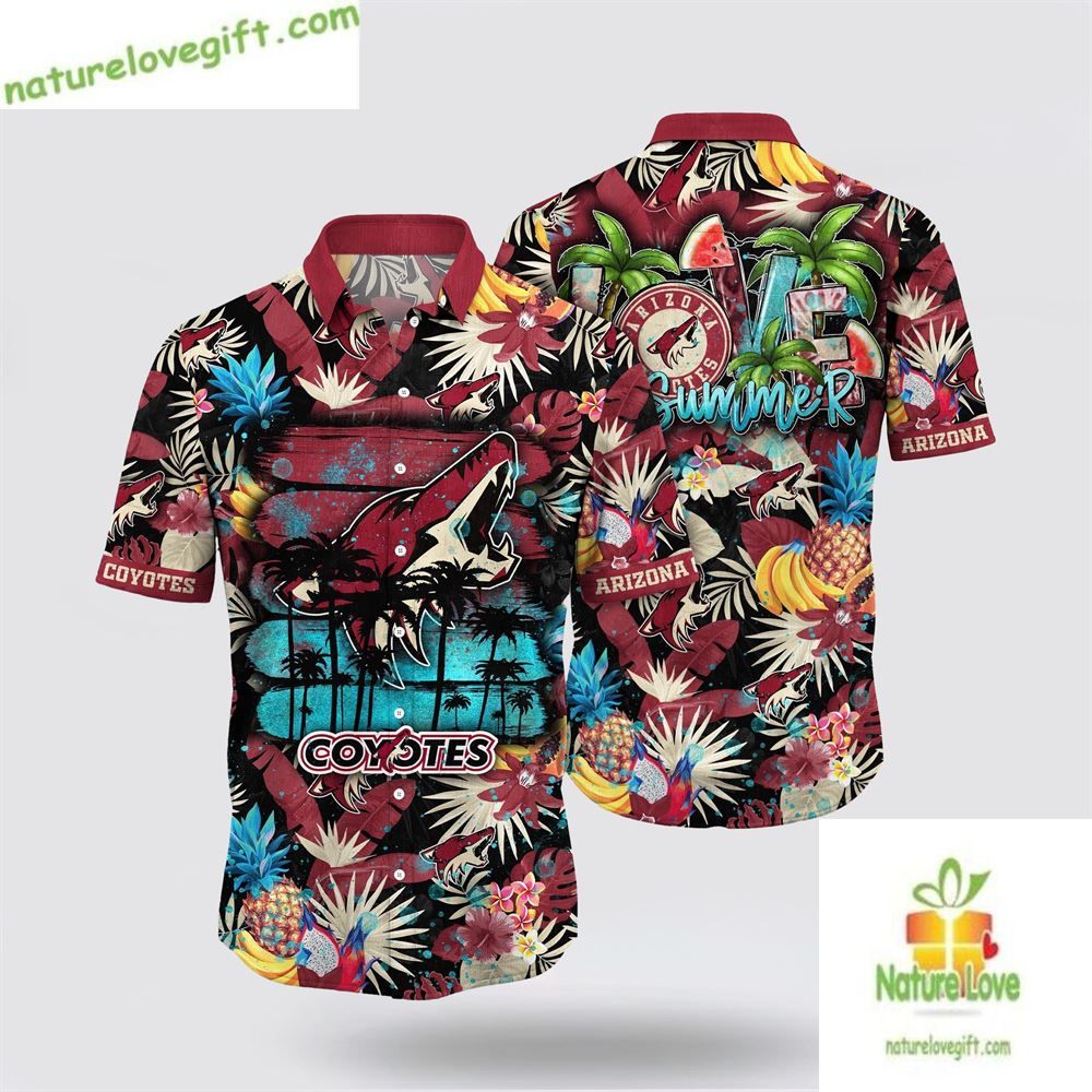 Arizona Coyotes Hawaiian Tropical Fruits Summer - Adult & Kids T-Shirts, Sweatshirts & Hoodies apparel design preview 1