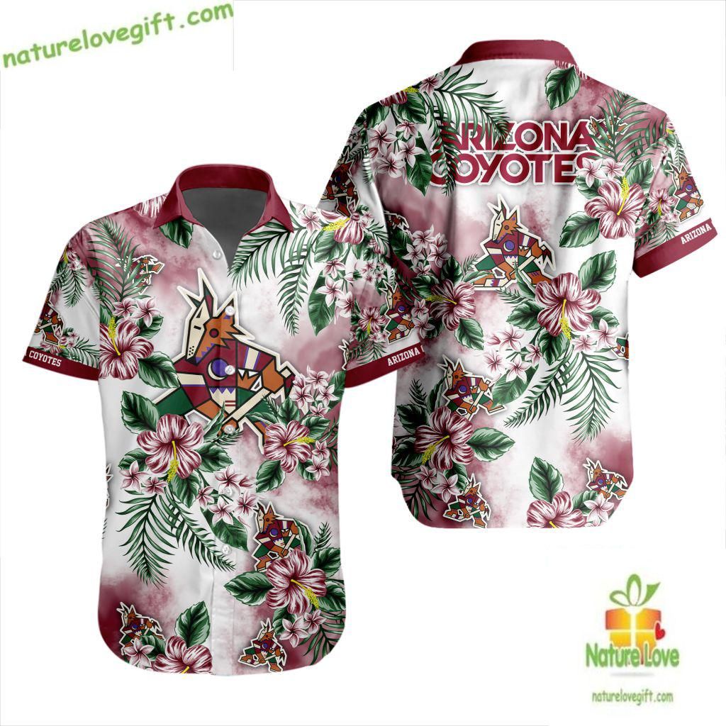Arizona Coyotes Hawaiian Tropical Hockey Flower - Adult & Kids T-Shirts, Sweatshirts & Hoodies apparel design preview 1