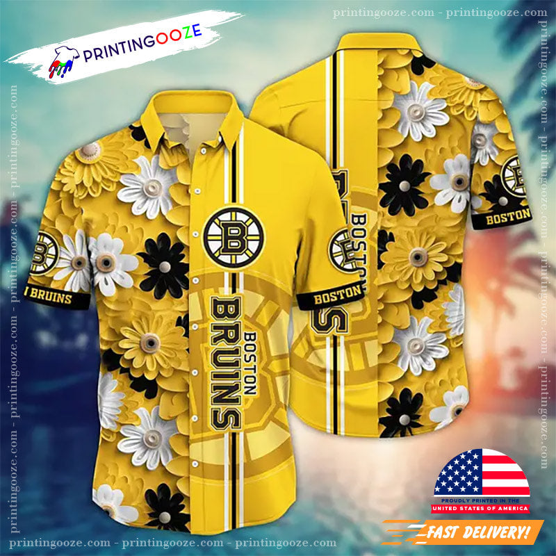 NHL Boston Bruins Flower Festivals Hawaiian - Adult & Kids T-Shirts, Sweatshirts & Hoodies apparel design preview 1