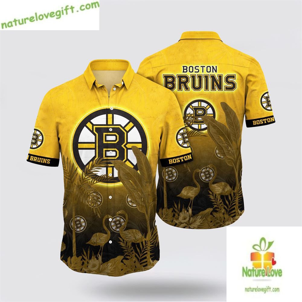 Boston Bruins Hawaiian Tropical Flamingo Aloha Summer - Adult & Kids T-Shirts, Sweatshirts & Hoodies apparel design preview 1