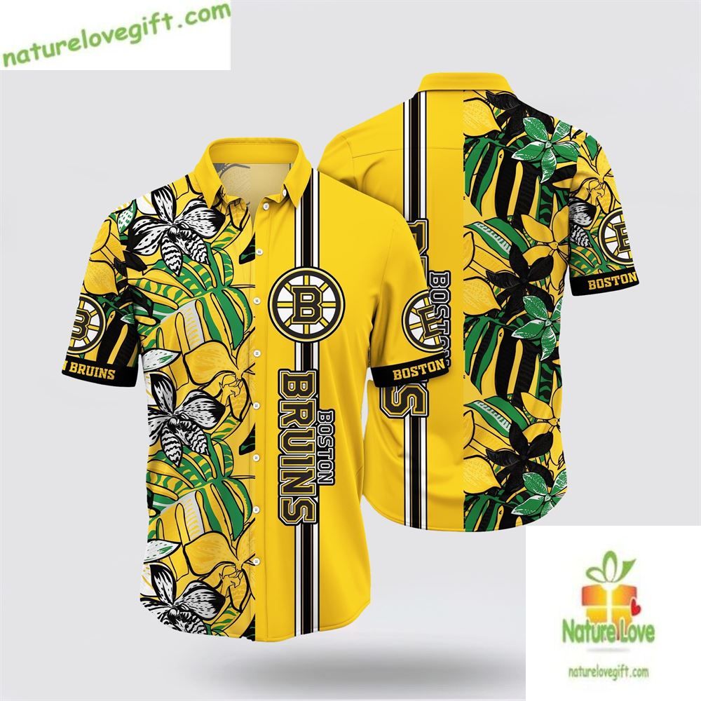 Boston Bruins Tropical Floral Hawaiian Summer LV - Adult & Kids T-Shirts, Sweatshirts & Hoodies apparel design preview 1