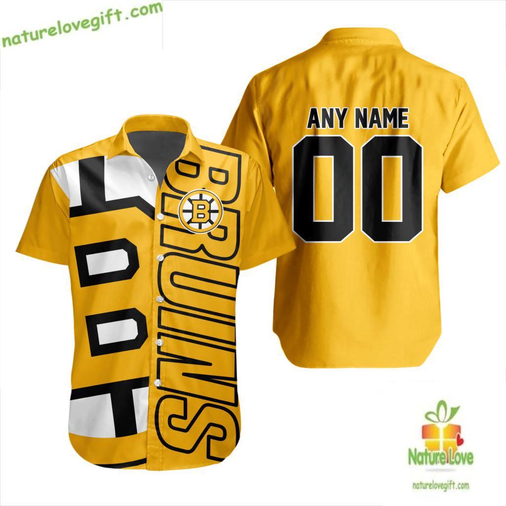 Boston Bruins Hawaiian Hockey Team Aloha Button Up - Adult & Kids T-Shirts, Sweatshirts & Hoodies apparel design preview 1
