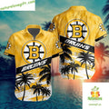 Boston Bruins Hawaiian Palm Tree Button Down Aloha - Adult & Kids T-Shirts, Sweatshirts & Hoodies apparel design preview 1