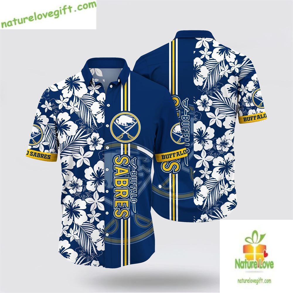 Buffalo Sabres Hawaiian Tropical Apricot Blossom - Adult & Kids T-Shirts, Sweatshirts & Hoodies apparel design preview 1