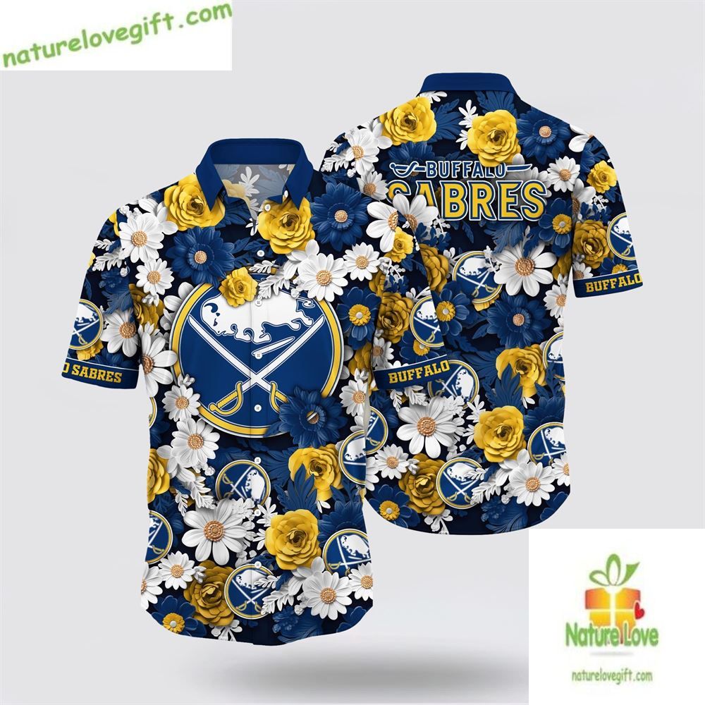 Buffalo Sabres Hawaiian Tropical Begonia Flower - Adult & Kids T-Shirts, Sweatshirts & Hoodies apparel design preview 1