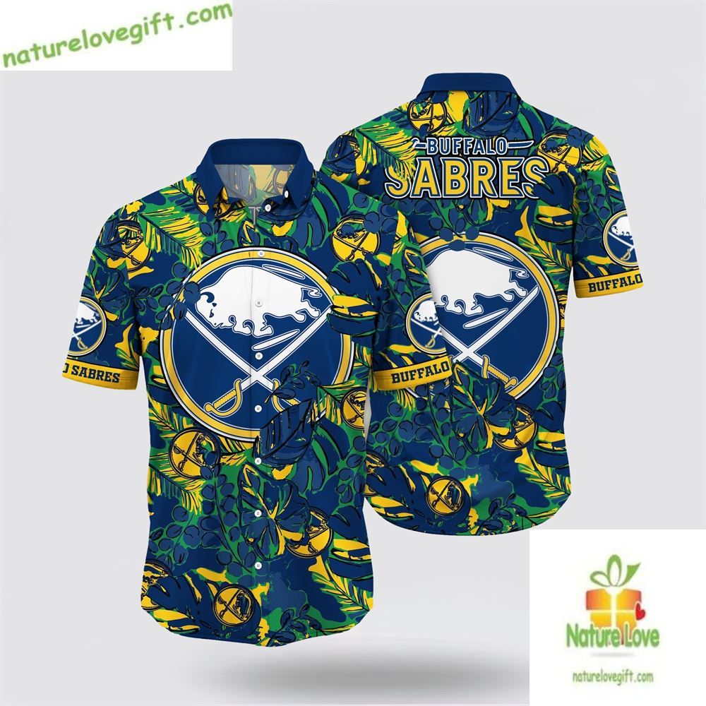 Buffalo Sabres Hawaiian Tropical Leaf Summer for Men - Adult & Kids T-Shirts, Sweatshirts & Hoodies apparel design preview 1