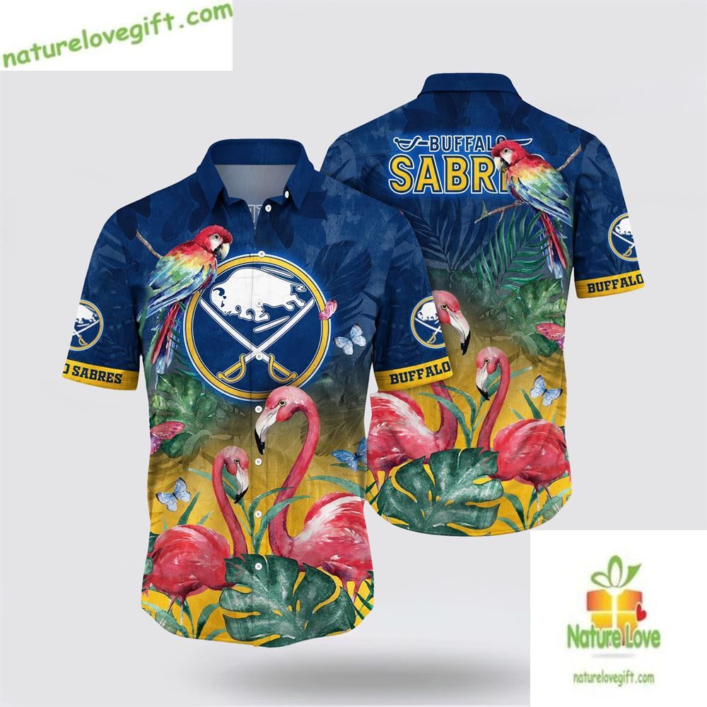 Buffalo Sabres Hawaiian Tropical Parrot Flamingo - Adult & Kids T-Shirts, Sweatshirts & Hoodies apparel design preview 1