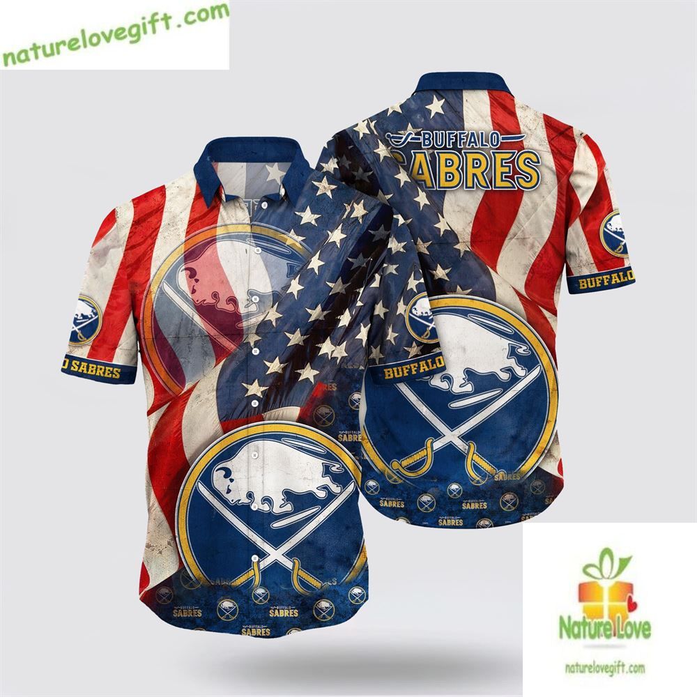 Buffalo Sabres Hawaiian American Flag Summer - Adult & Kids T-Shirts, Sweatshirts & Hoodies apparel design preview 1