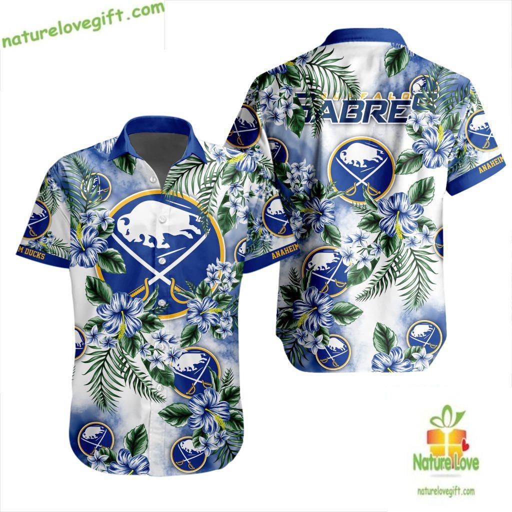 Buffalo Sabres Hawaiian Hockey Button Up LV18821 - Adult & Kids T-Shirts, Sweatshirts & Hoodies apparel design preview 1
