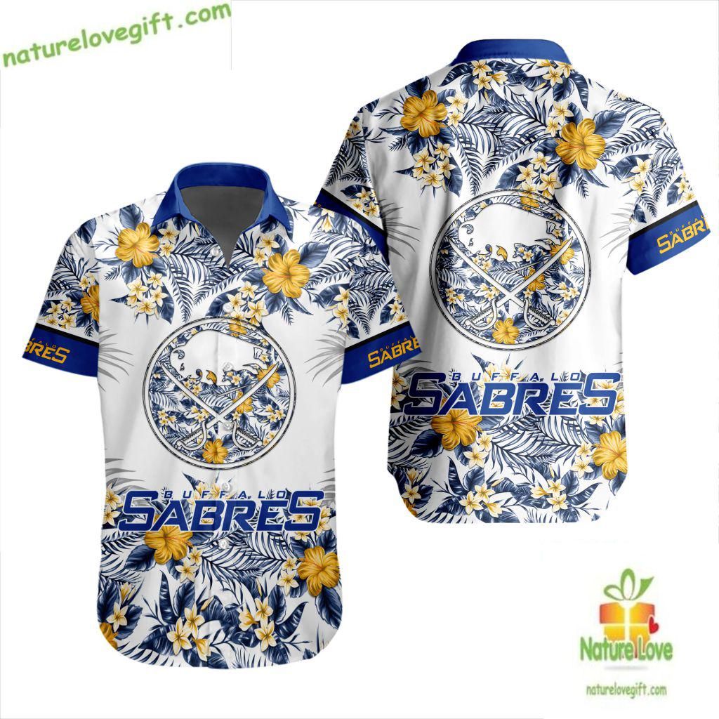 Buffalo Sabres Hawaiian Tropical Floral Design - Adult & Kids T-Shirts, Sweatshirts & Hoodies apparel design preview 1