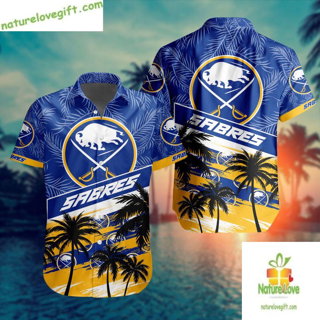 Buffalo Sabres Hawaiian Palm Tree Button Up LV33065 - Adult & Kids T-Shirts, Sweatshirts & Hoodies apparel design preview 1