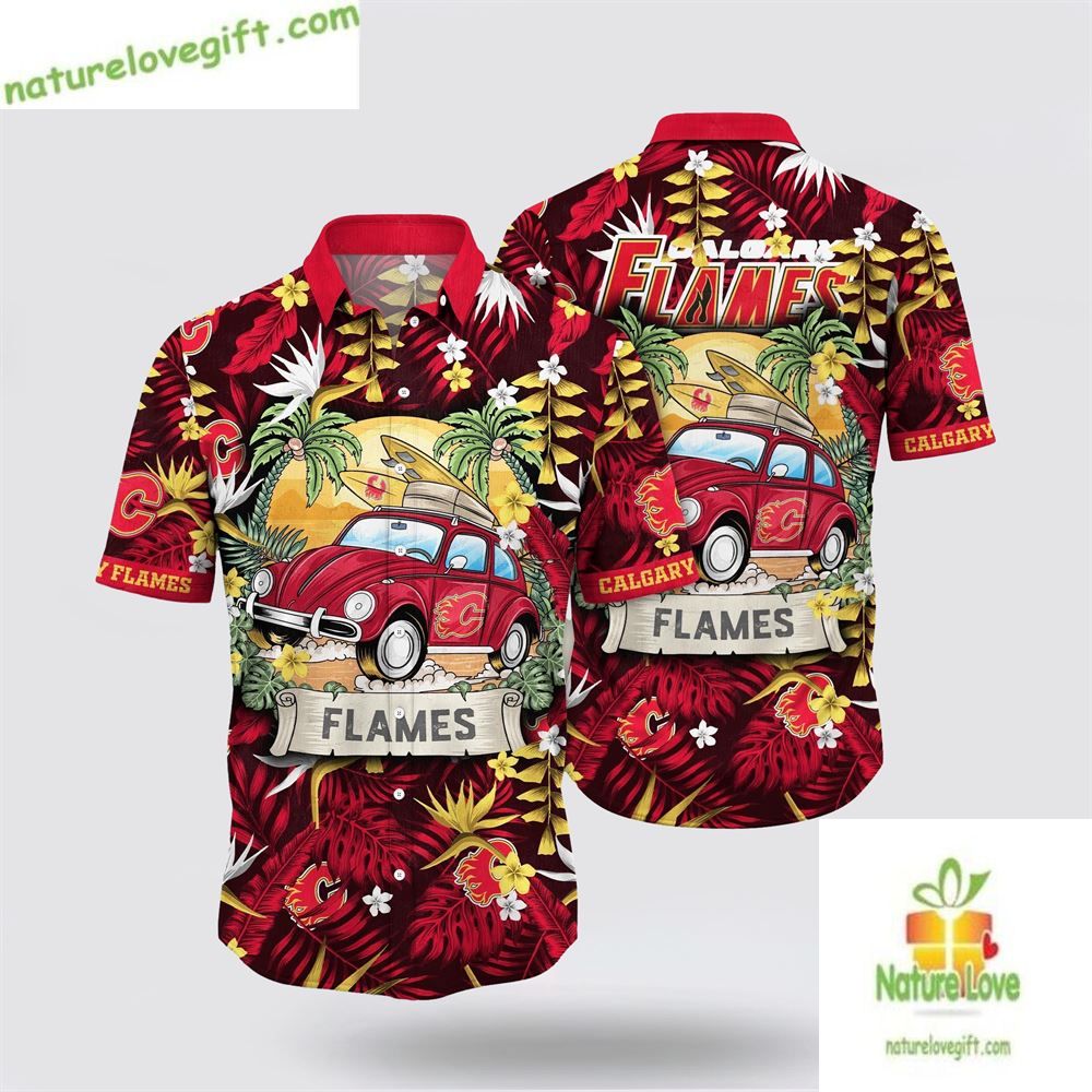 Calgary Flames Hawaiian Tropical Summer Travel Aloha - Adult & Kids T-Shirts, Sweatshirts & Hoodies apparel design preview 1