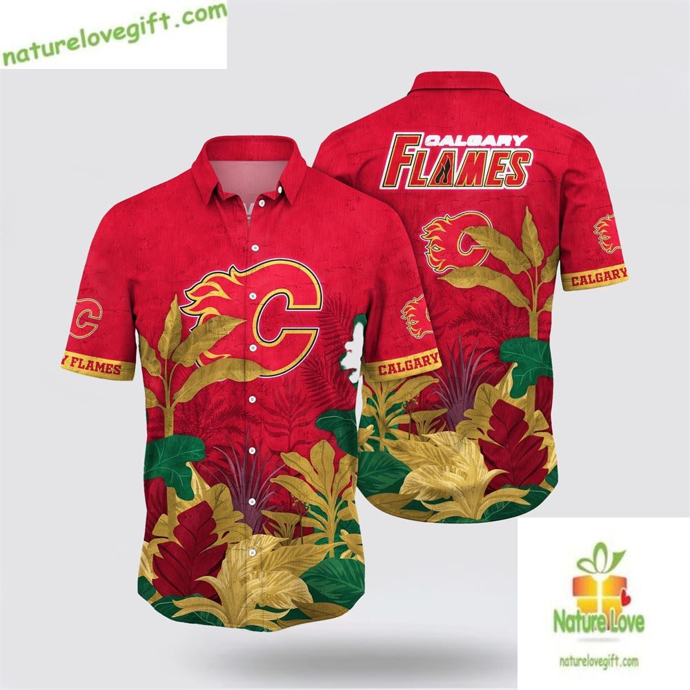Calgary Flames Hawaiian Tropical NHL Summer Fan Gift - Adult & Kids T-Shirts, Sweatshirts & Hoodies apparel design preview 1