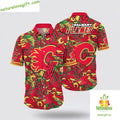 Calgary Flames Hawaiian Tropical Leaf Summer Fan Gear - Adult & Kids T-Shirts, Sweatshirts & Hoodies apparel design preview 1