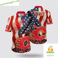Calgary Flames NHL Hawaiian American Flag Summer - Adult & Kids T-Shirts, Sweatshirts & Hoodies apparel design preview 1