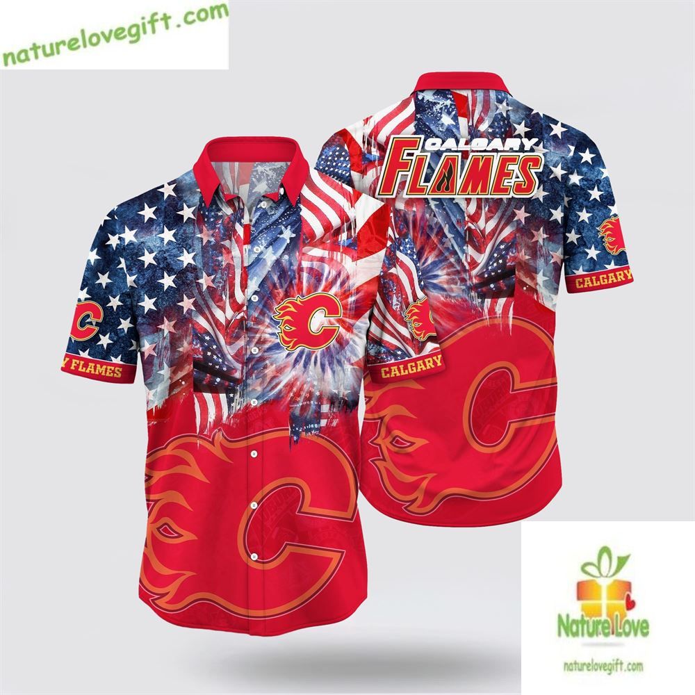 Calgary Flames Hawaiian 4th of July Aloha LV RD9TEIRT - Adult & Kids T-Shirts, Sweatshirts & Hoodies apparel design preview 1