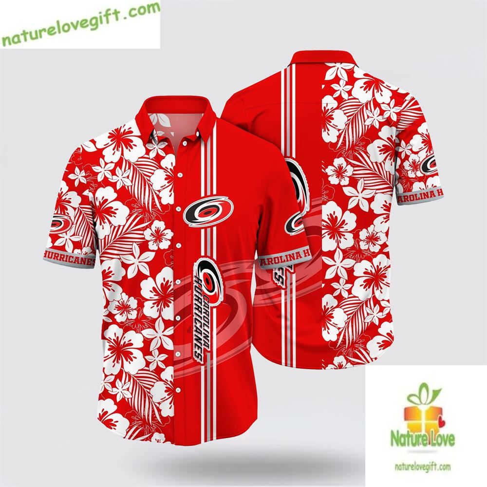 Carolina Hurricanes Hawaiian Tropical Apricot Blossom - Adult & Kids T-Shirts, Sweatshirts & Hoodies apparel design preview 1