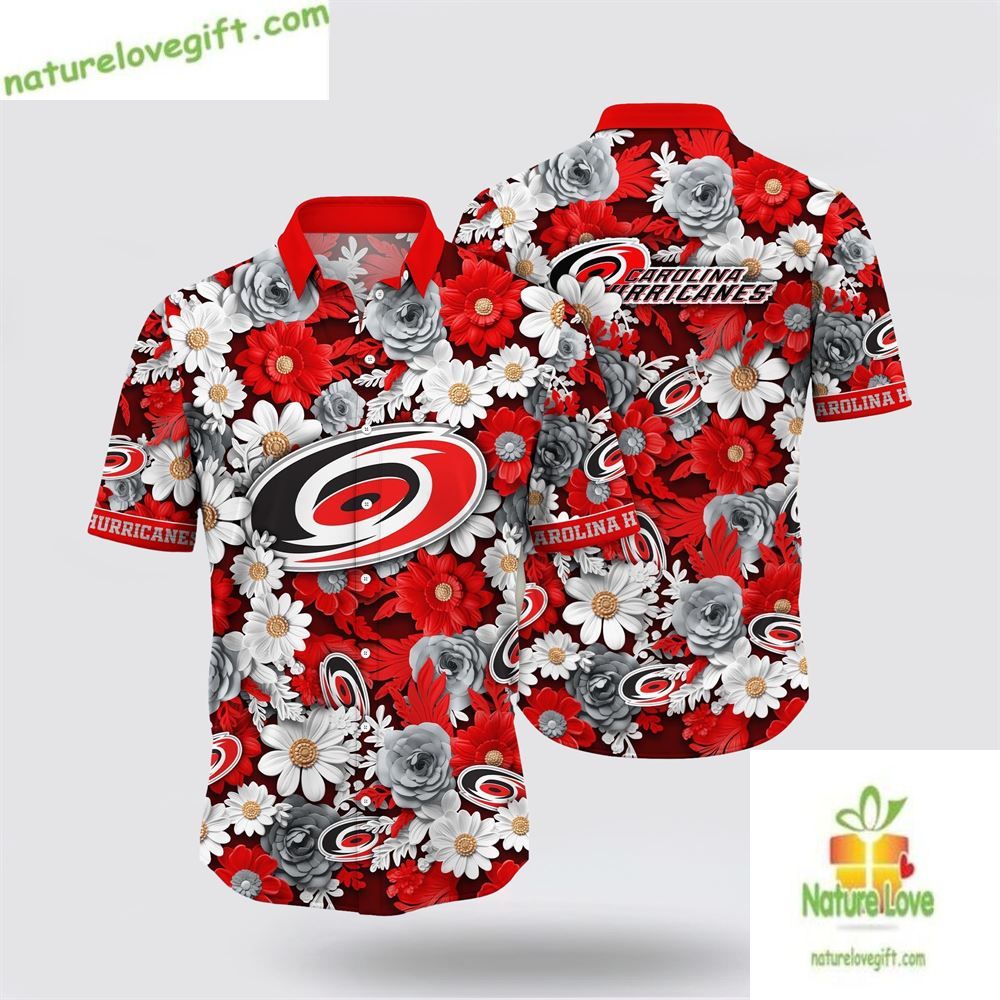 Carolina Hurricanes Tropical Begonia Flower Hawaiian - Adult & Kids T-Shirts, Sweatshirts & Hoodies apparel design preview 1