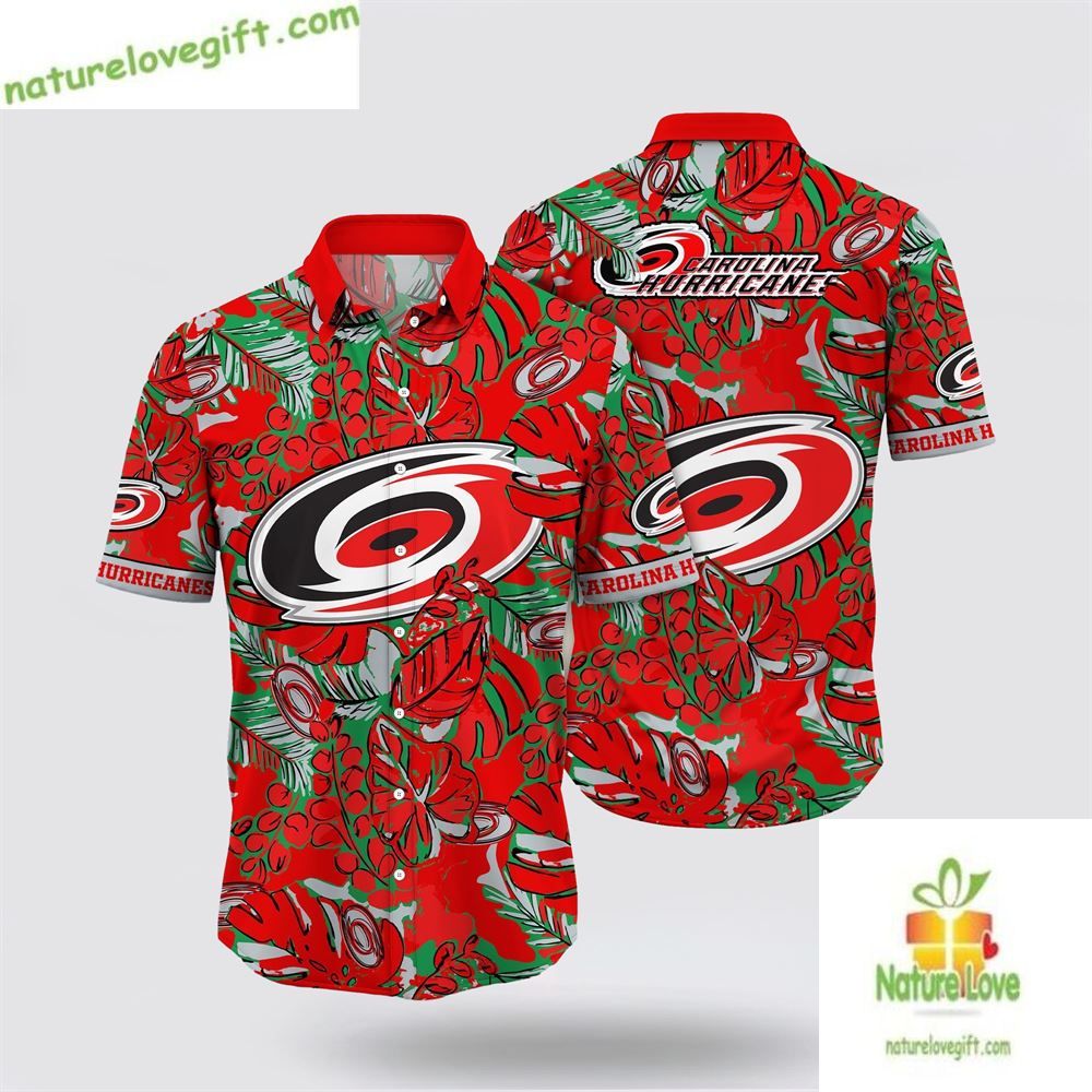 Carolina Hurricanes Hawaiian Tropical Leaf Summer Fan - Adult & Kids T-Shirts, Sweatshirts & Hoodies apparel design preview 1
