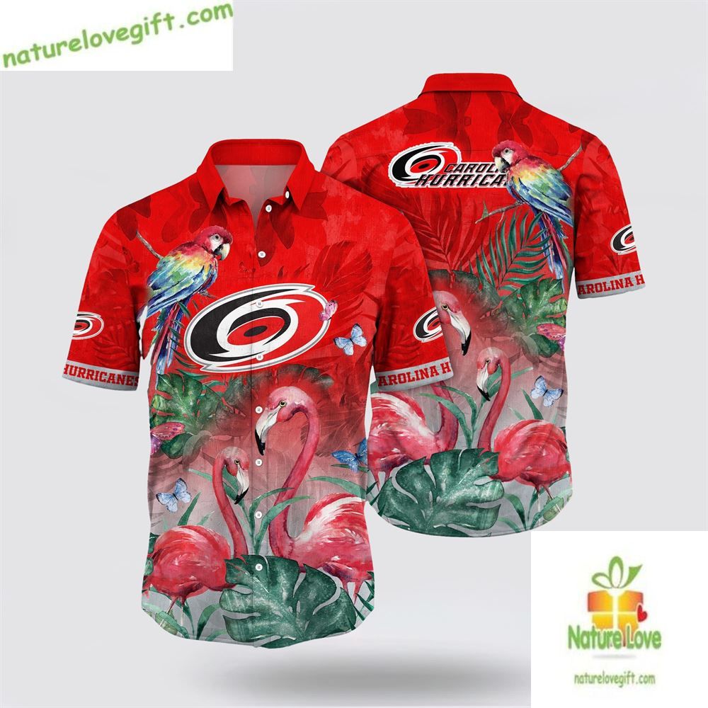 Carolina Hurricanes Hawaiian Tropical Parrot Flamingo - Adult & Kids T-Shirts, Sweatshirts & Hoodies apparel design preview 1