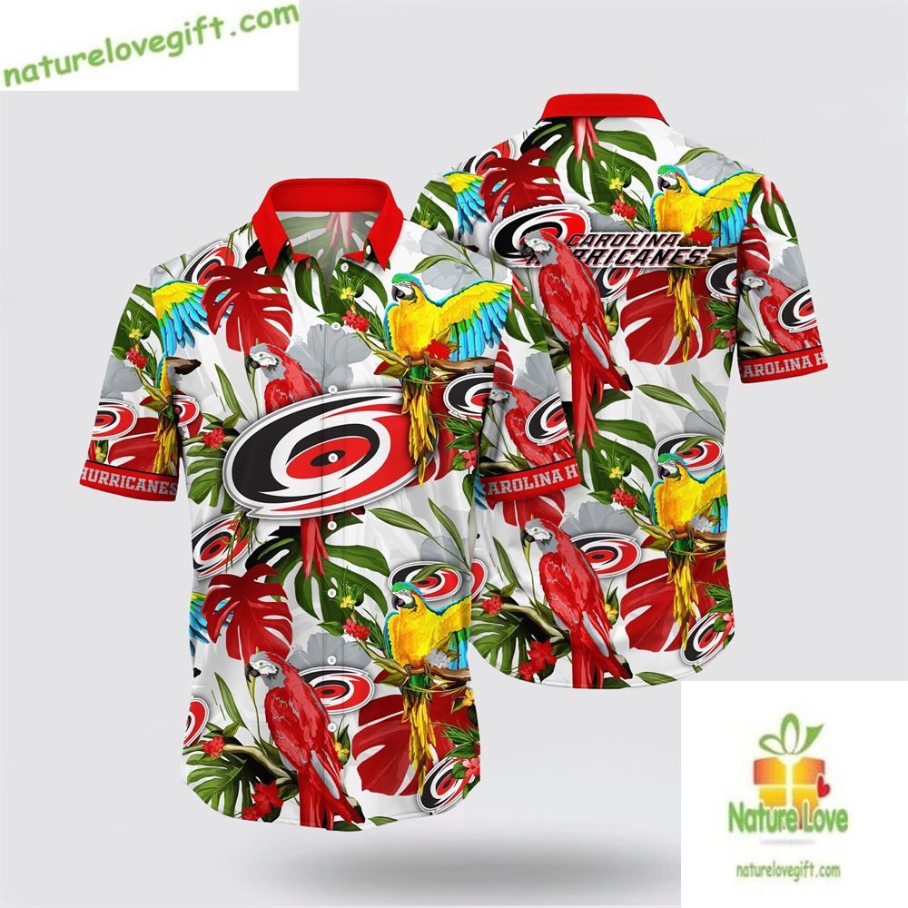 Carolina Hurricanes NHL Hawaiian Tropical Parrot Fan - Adult & Kids T-Shirts, Sweatshirts & Hoodies apparel design preview 1