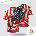 Carolina Hurricanes Hawaiian American Flag Summer Fan - Adult & Kids T-Shirts, Sweatshirts & Hoodies apparel design preview 1