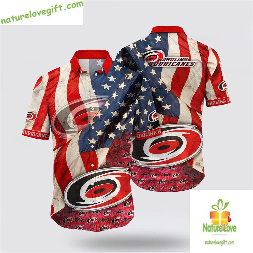 Carolina Hurricanes Hawaiian American Flag Summer Fan - Adult & Kids T-Shirts, Sweatshirts & Hoodies apparel design preview 1