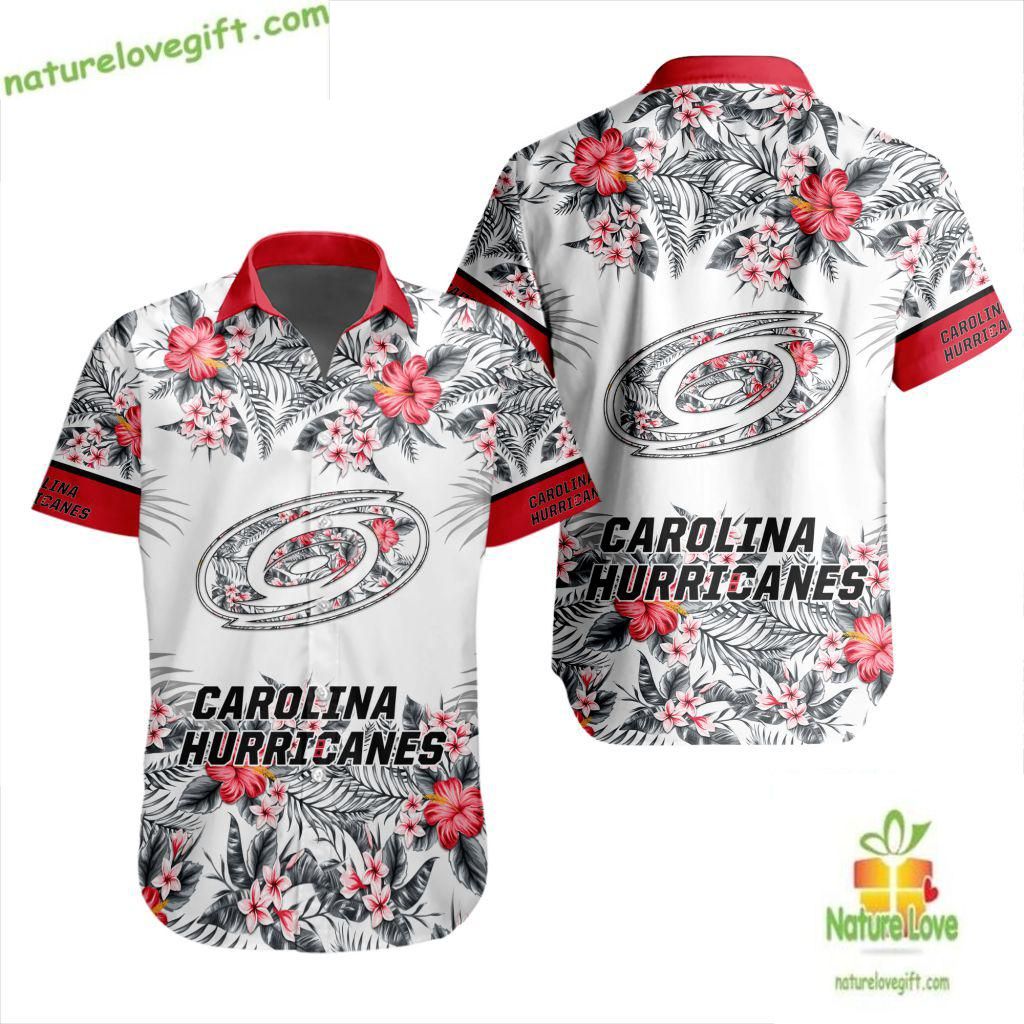 Carolina Hurricanes Hawaiian Tropical Floral Print - Adult & Kids T-Shirts, Sweatshirts & Hoodies apparel design preview 1