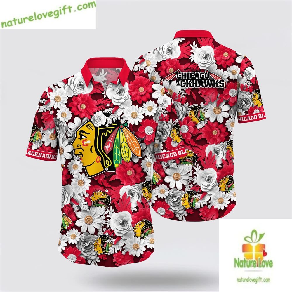Blackhawks Hawaiian Tropical Begonia Flower Summer - Adult & Kids T-Shirts, Sweatshirts & Hoodies apparel design preview 1