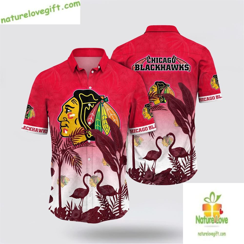 Chicago Blackhawks Tropical Flamingo Hawaiian Summer - Adult & Kids T-Shirts, Sweatshirts & Hoodies apparel design preview 1