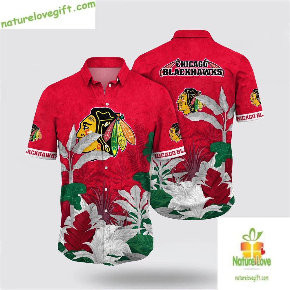 Chicago Blackhawks Hawaiian Tropical Summer - Adult & Kids T-Shirts, Sweatshirts & Hoodies apparel design preview 1