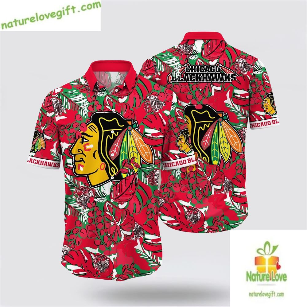 Chicago Blackhawks Tropical Leaf Hawaiian LVSNGZBMUI - Adult & Kids T-Shirts, Sweatshirts & Hoodies apparel design preview 1