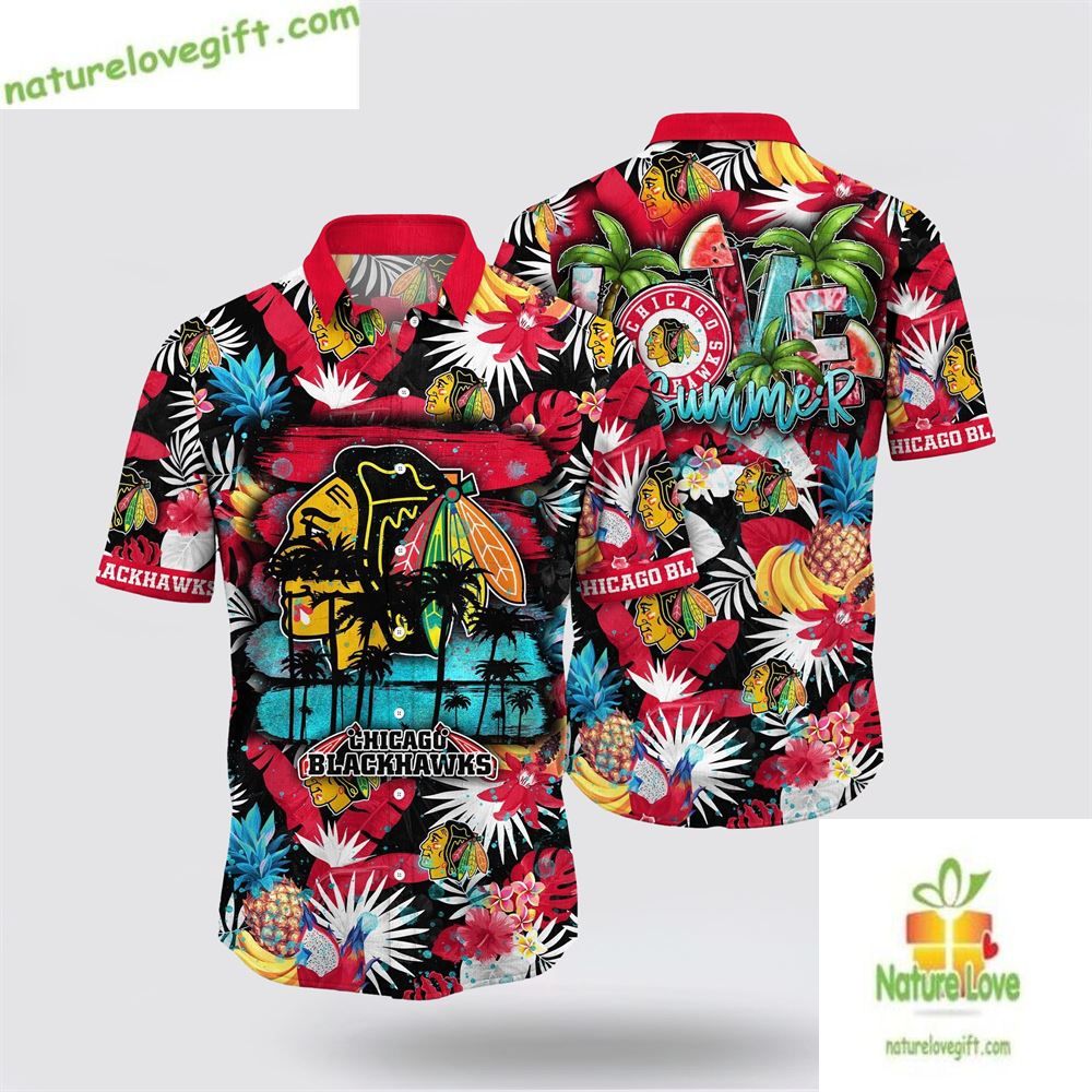 Chicago Blackhawks Tropical Fruit Hawaiian LVF62L7K2X - Adult & Kids T-Shirts, Sweatshirts & Hoodies apparel design preview 1