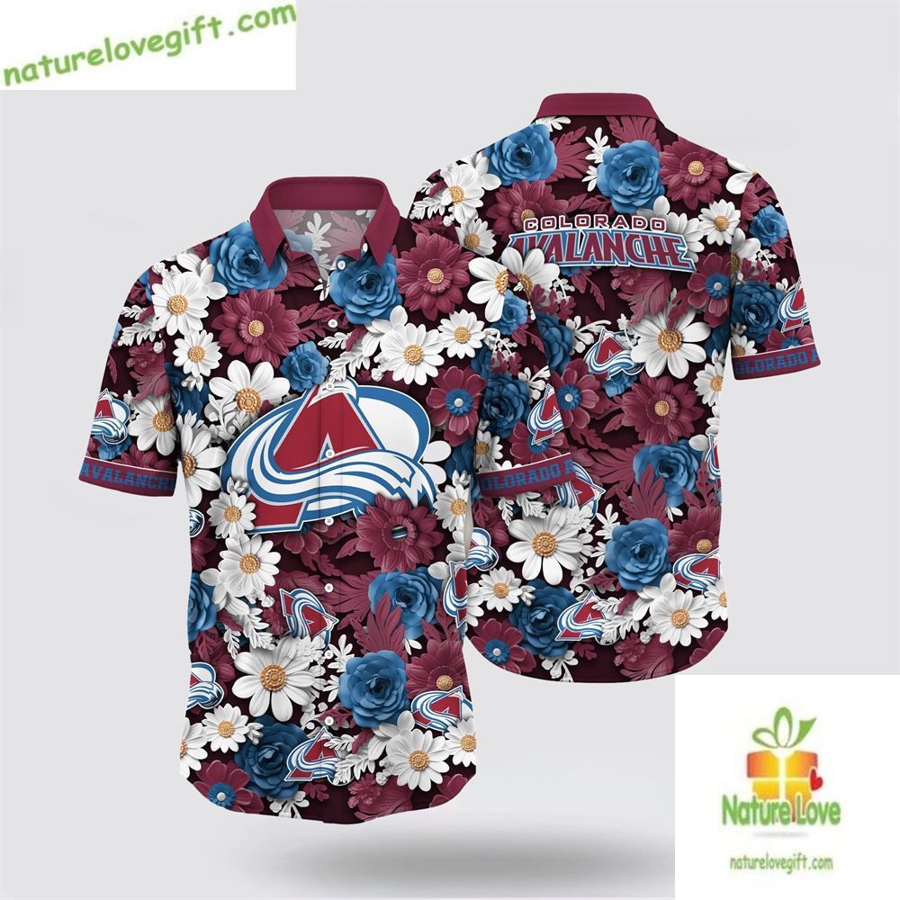 Colorado Avalanche Tropical Begonia Flower Hawaiian - Adult & Kids T-Shirts, Sweatshirts & Hoodies apparel design preview 1