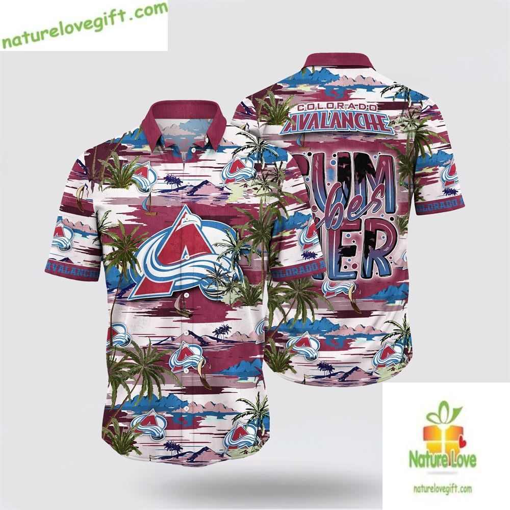 Colorado Avalanche NHL Hawaiian Tropical Summer Fan - Adult & Kids T-Shirts, Sweatshirts & Hoodies apparel design preview 1