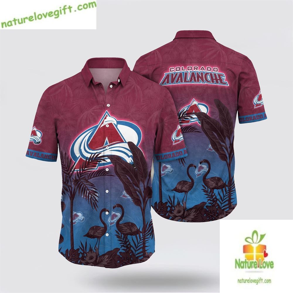 Colorado Avalanche NHL Hawaiian Tropical Flamingo - Adult & Kids T-Shirts, Sweatshirts & Hoodies apparel design preview 1