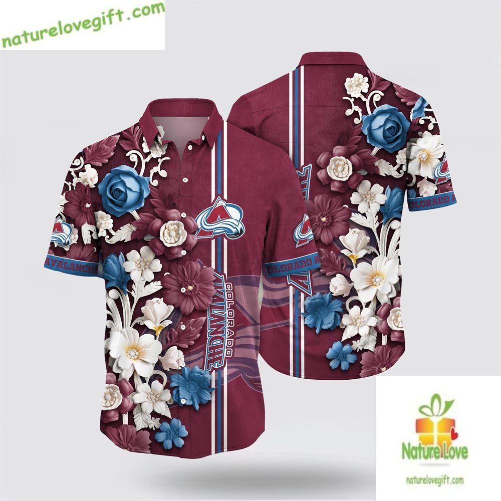 Colorado Avalanche Tropical Floral Hawaiian - Adult & Kids T-Shirts, Sweatshirts & Hoodies apparel design preview 1