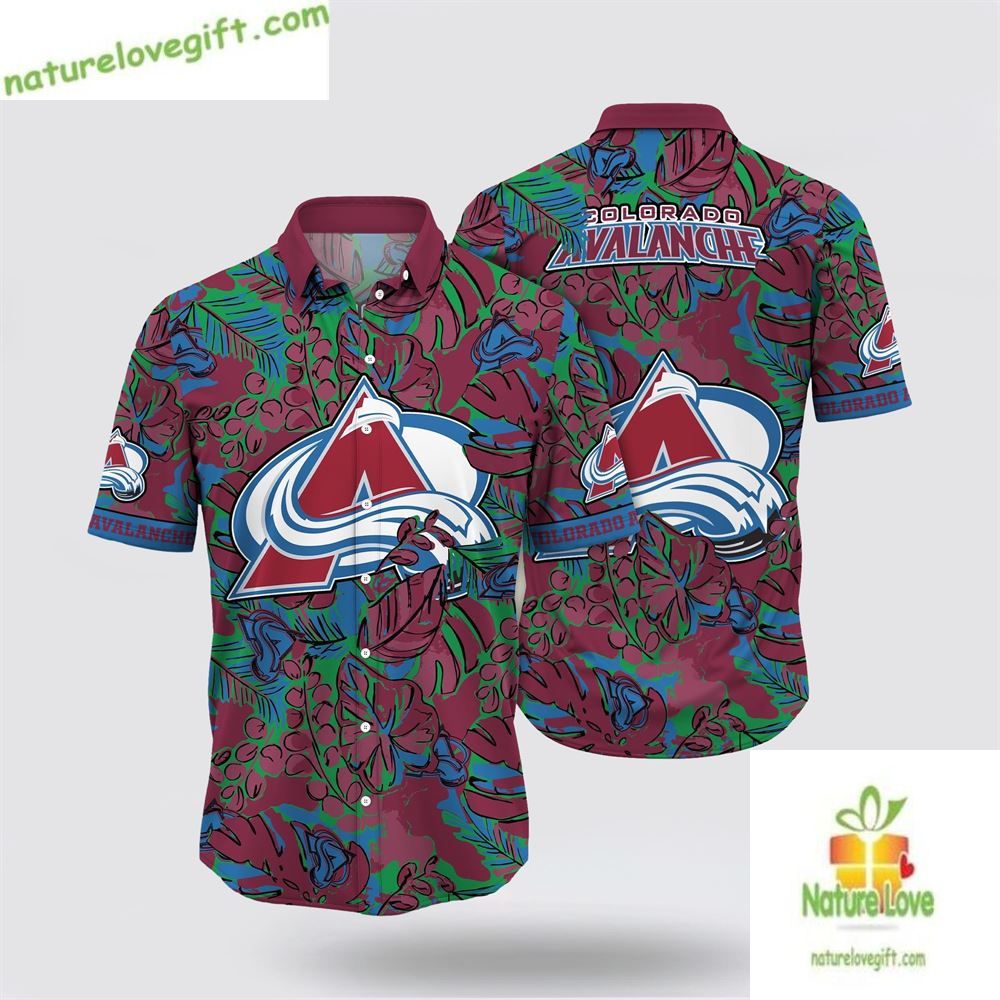 Colorado Avalanche NHL Hawaiian Tropical Leaf Summer - Adult & Kids T-Shirts, Sweatshirts & Hoodies apparel design preview 1