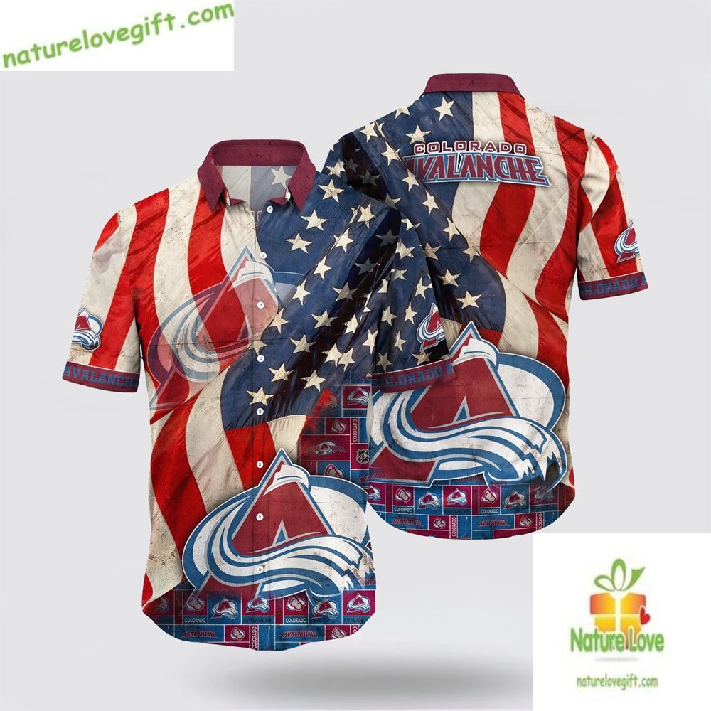 Colorado Avalanche Hawaiian American Flag Summer LV - Adult & Kids T-Shirts, Sweatshirts & Hoodies apparel design preview 1