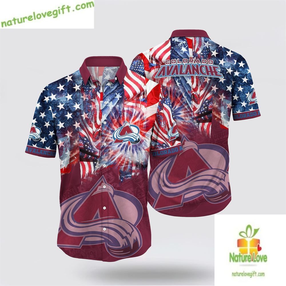 Colorado Avalanche NHL Hawaiian 4th of July Summer - Adult & Kids T-Shirts, Sweatshirts & Hoodies apparel design preview 1
