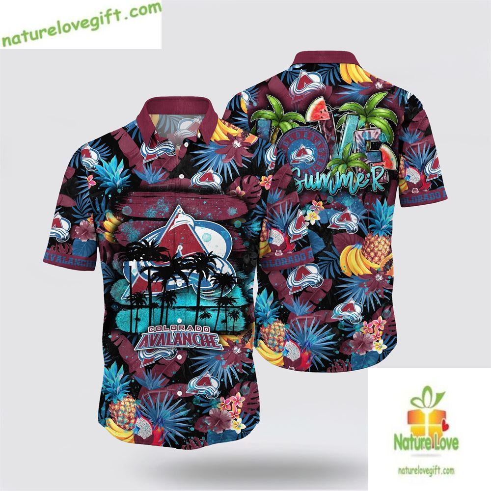 Colorado Avalanche Tropical Fruit Hawaiian Summer LV - Adult & Kids T-Shirts, Sweatshirts & Hoodies apparel design preview 1