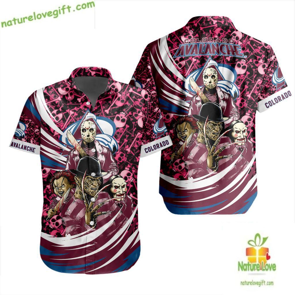 Colorado Avalanche Hawaiian Halloween Hockey Fan Gift - Adult & Kids T-Shirts, Sweatshirts & Hoodies apparel design preview 1