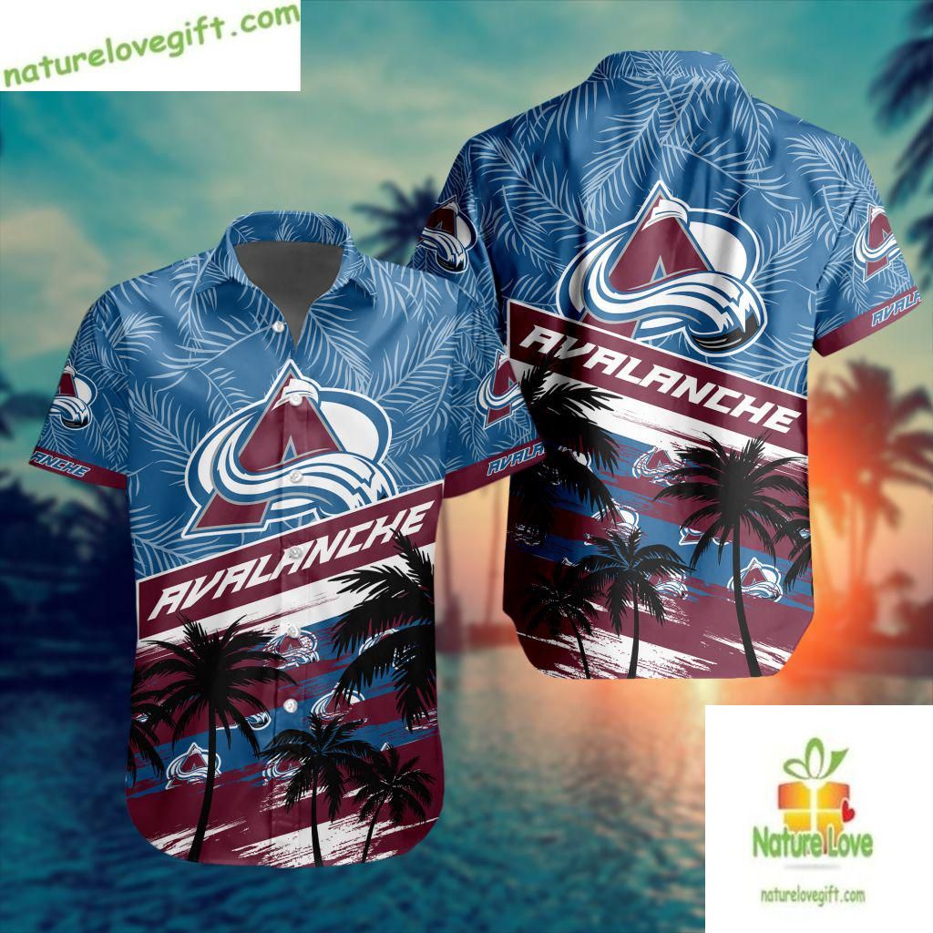 Colorado Avalanche Hawaiian with Palm Tree Design - Adult & Kids T-Shirts, Sweatshirts & Hoodies apparel design preview 1