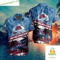 Colorado Avalanche Hawaiian with Palm Tree Design - Adult & Kids T-Shirts, Sweatshirts & Hoodies apparel design preview 1