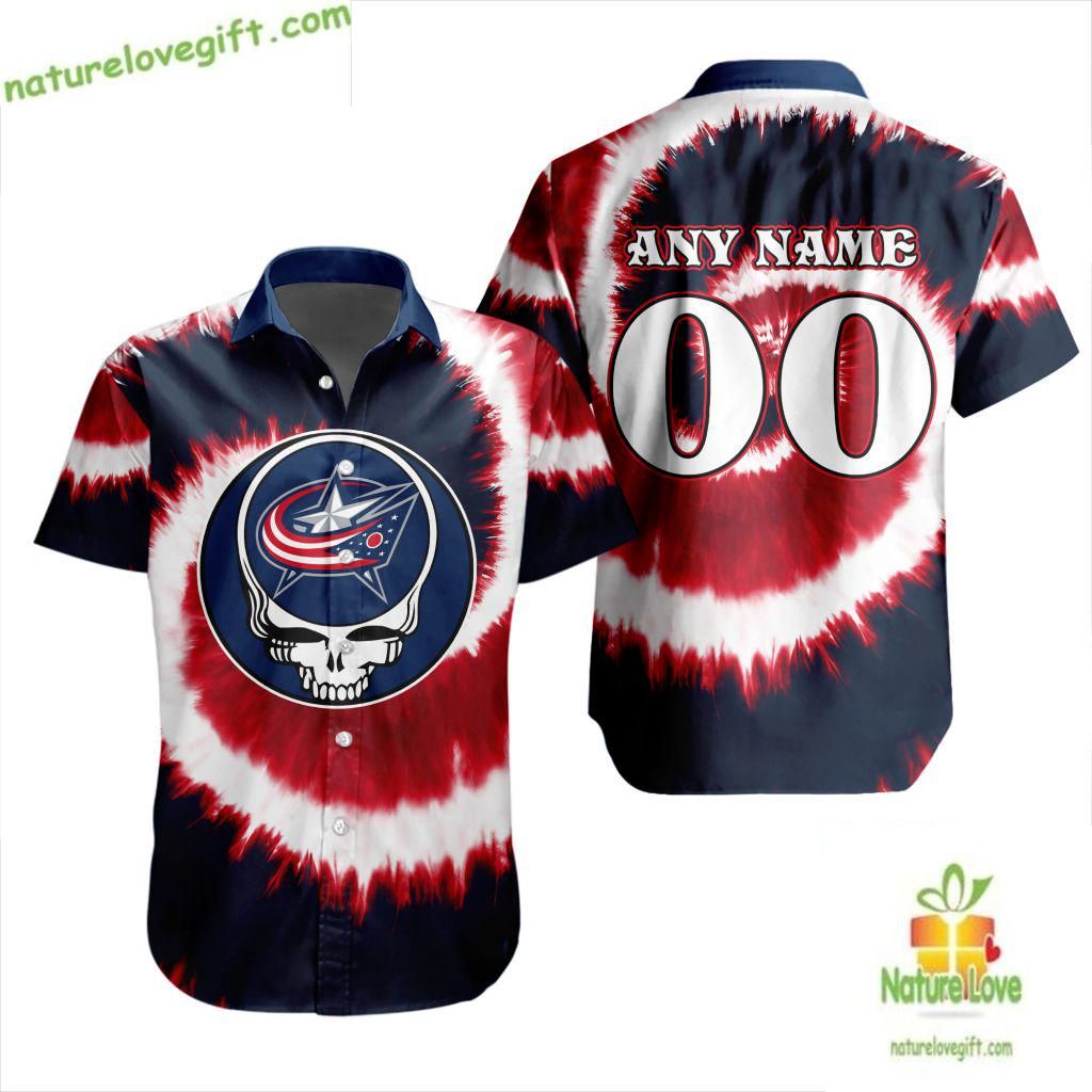 Grateful Dead Tie Dye Hawaiian Columbus Blue Jackets - Adult & Kids T-Shirts, Sweatshirts & Hoodies apparel design preview 1