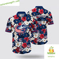 Columbus Blue Jackets Hawaiian Tropical Begonia - Adult & Kids T-Shirts, Sweatshirts & Hoodies apparel design preview 1