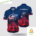 Columbus Blue Jackets Hawaiian Tropical Flamingo - Adult & Kids T-Shirts, Sweatshirts & Hoodies apparel design preview 1