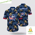 Columbus Blue Jackets Hawaiian Tropical Summer Fan - Adult & Kids T-Shirts, Sweatshirts & Hoodies apparel design preview 1