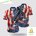 Columbus Blue Jackets Hawaiian American Flag Summer - Adult & Kids T-Shirts, Sweatshirts & Hoodies apparel design preview 1