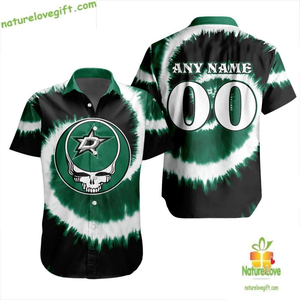 Dallas Stars NHL Grateful Dead Tie Dye Hawaiian - Adult & Kids T-Shirts, Sweatshirts & Hoodies apparel design preview 1